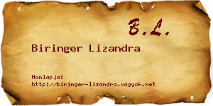 Biringer Lizandra névjegykártya